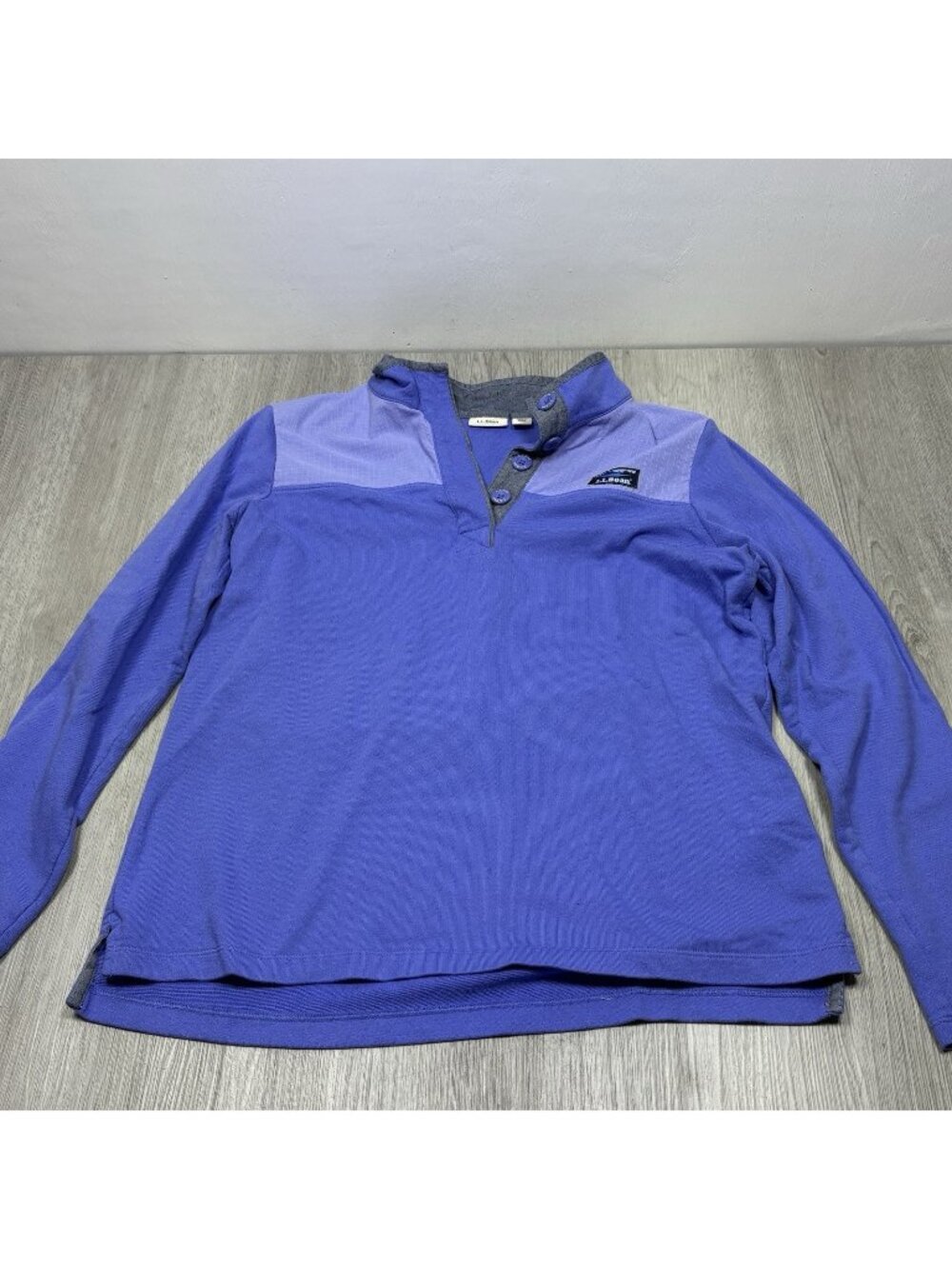 L.L. Bean Size Medium Quarter Button Long Sleeve Shirt Purple Outdoors